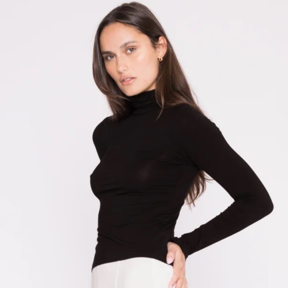 NWT Riley Rader Modal Black Turtleneck Size 2 (small)